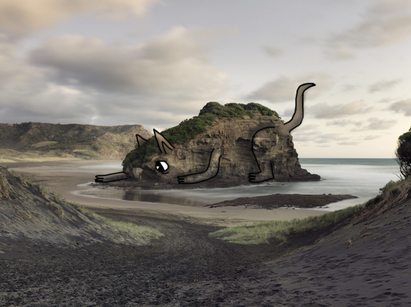 Digital drawing on Matt Queree's photo. Bethells Beach, New Zealand Digital drawing on Matt Queree's photo. Bethells Beach, New Zealand