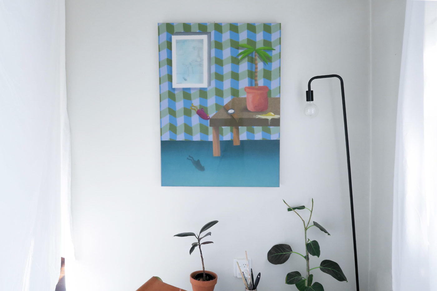 Falling, dated 01/08/2018. Acrylic, enamel & resin on 760x1015mm canvas (Available) Falling, dated 01/08/2018. Acrylic, enamel & resin on 760x1015mm canvas (Available)