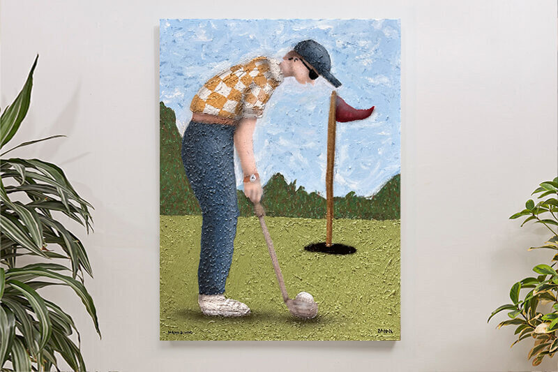 "SPORTS - Golf". Acrylic, plaster, resin & oil on 760x1015mm canvas